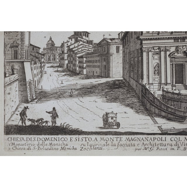 Baroque Antique Rome Architecture Engraving M G Rossi Angelicum San Sisto Nuovo Church Framed For Sale - Image 3 of 4