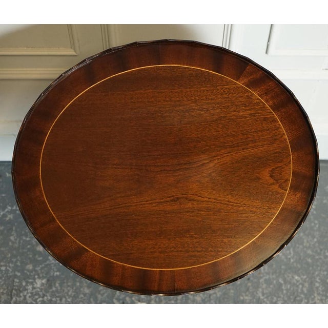 Gold Flamed Hardwood Oval Pie Crust Side End Lamp Table For Sale - Image 8 of 11