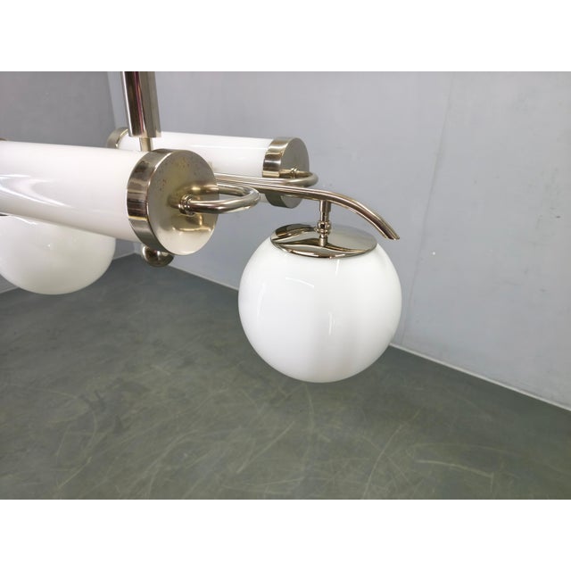 White Vintage Bauhaus Chrome Pendant Light with Glass Shades, 1930s For Sale - Image 8 of 16