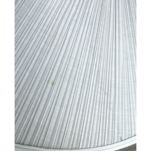 Metal 1960s Off White Pleated Swag Pendant Light For Sale - Image 7 of 10
