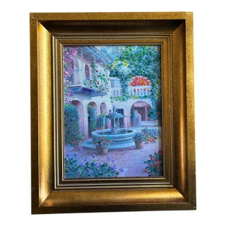 Vintage Fountain Landscape Portrait For Sale