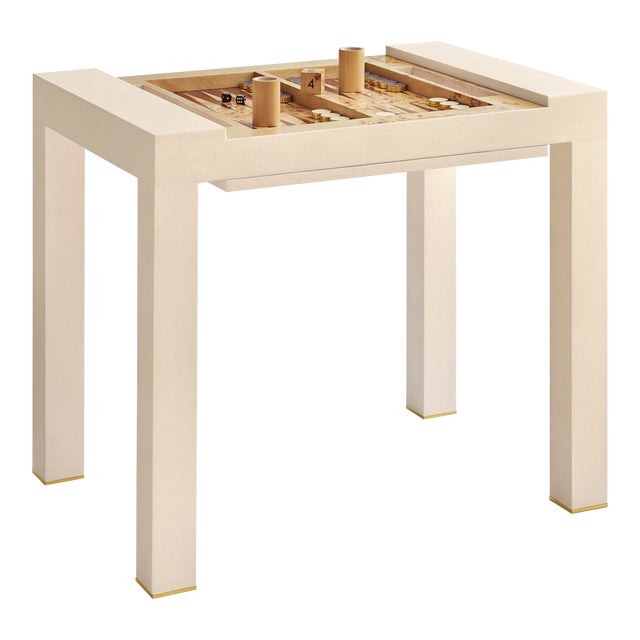 AERIN Faux Shagreen Game Table, Cream For Sale