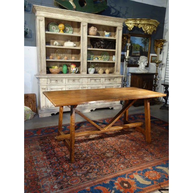 2020s Contemporary 17th Century Italian Refectory Style Solid Chestnut Capretta Table - in Stock For Sale - Image 5 of 12