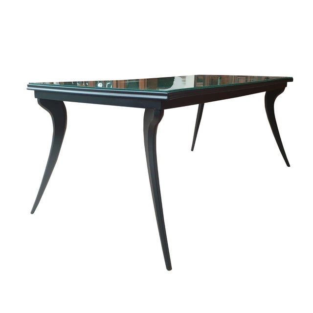 Vintage Table with Green Faux-Marble Glass Top and Curved Legs, 1950s For Sale - Image 11 of 11