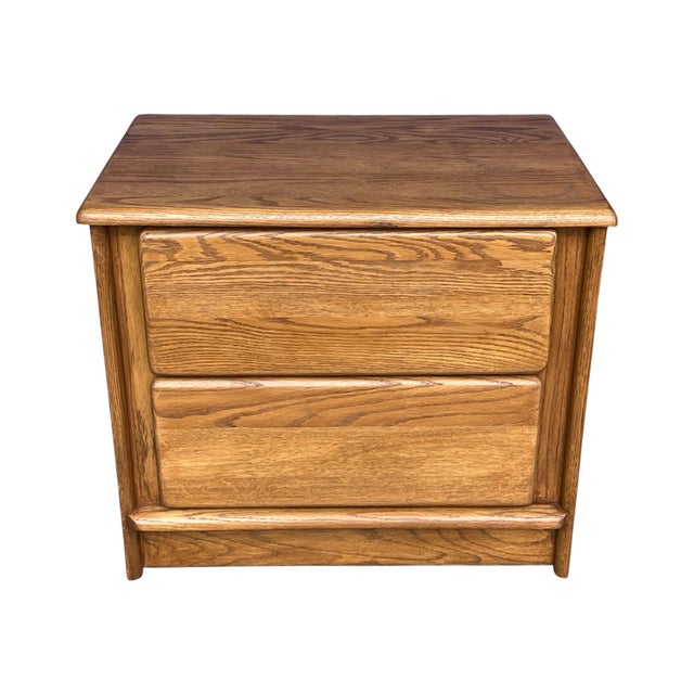 1980s Scandinavian Modern Solid Oak Two-Drawer Nightstands – Pair For Sale - Image 9 of 15