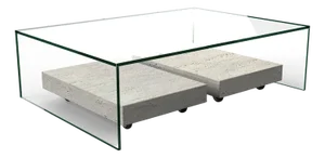 Alba Coffee Table in Natural Italian Travertine Marble by Joaquín Moll for Meddel