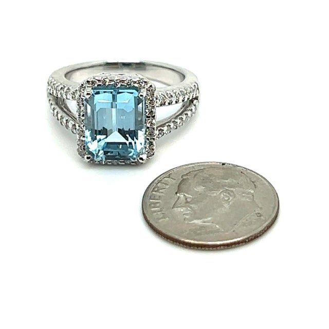 Metal Natural Topaz Diamond Ring 6.5 14k W Gold 5.17 TCW Certified For Sale - Image 7 of 7