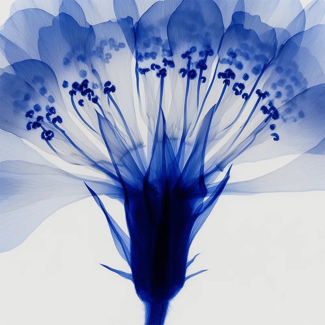 2020s 18' X 18' Abstract Blue Botanical Photograph / Organic Modern For Sale - Image 5 of 5