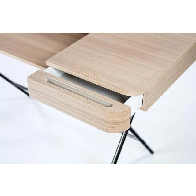 Metal Cosimo Desk with Natural Oak Veneer Top by Marco Zanuso Jr. for Adentro For Sale - Image 7 of 8
