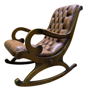 Chesterfield Rocking Chair in Havana Leather, 1960s