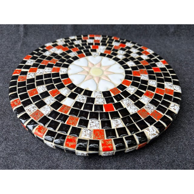 Mid 20th Century Mid Century Modern Mosaic Tile Footed Wood Trivet For Sale - Image 11 of 14