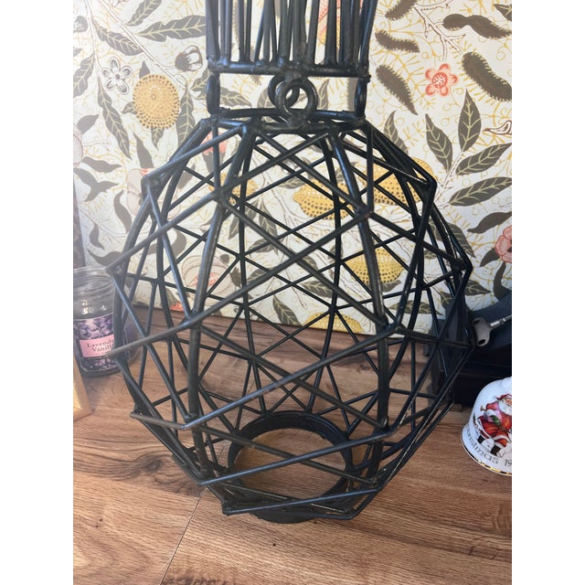 Metal 1970s Modern Style Black Wired Pineapple Sculpture For Sale - Image 7 of 10