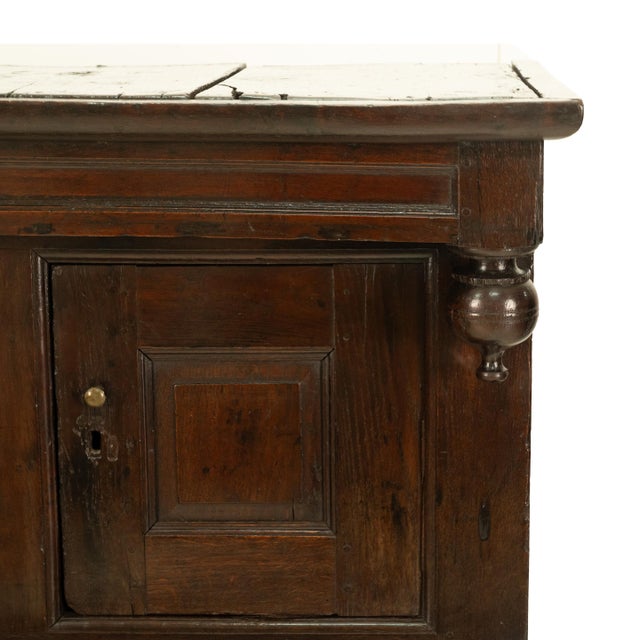 Antique Early 18th Century Welsh English Deuddarn Carved Oak Court Cupboard 1737 For Sale - Image 15 of 16