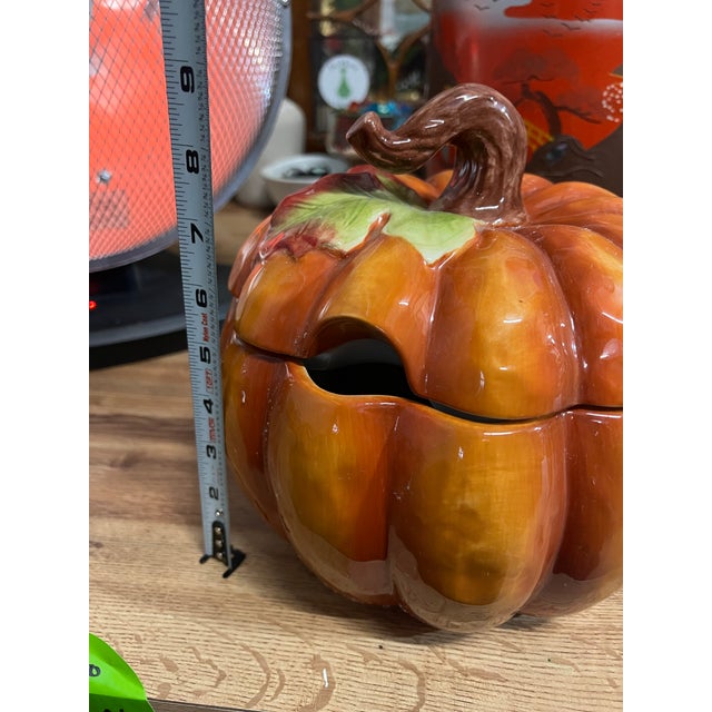 1970s 1970s Ceramic Serving Pumpkin Bowl With Matching Lid For Sale - Image 5 of 8