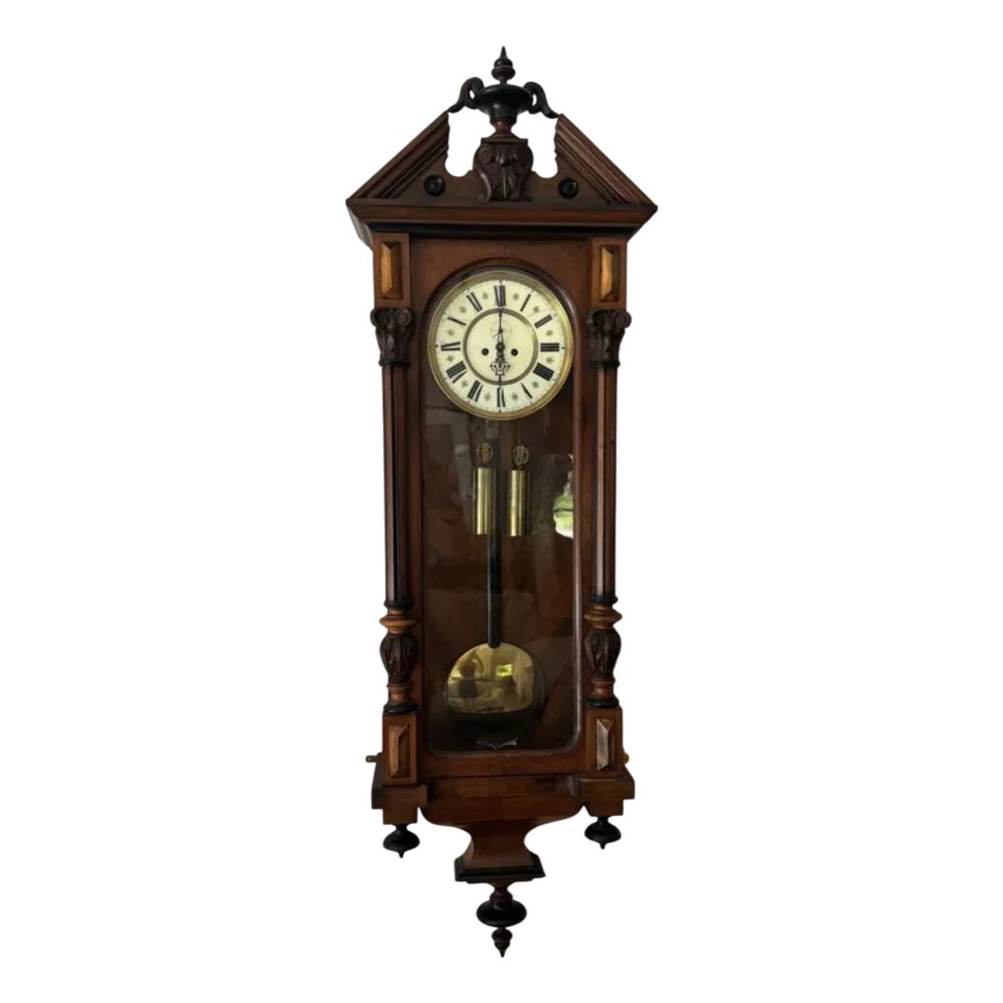 Waltzing In Obscurity [Analog](中古品) Antique Victorian Carved Walnut Double Weight Wall Clock, Vienna