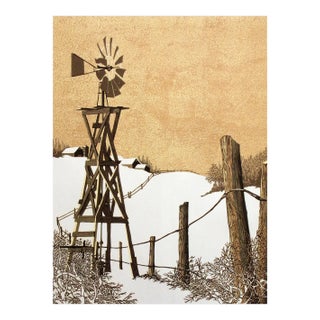 Contemporary Philip M. Smith "The Crickets Now Are Silent" Hand Signed Vintage Woodcut Art Print For Sale