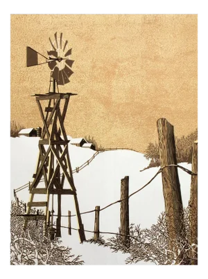 Contemporary Philip M. Smith "The Crickets Now Are Silent" Hand Signed Vintage Woodcut Art Print