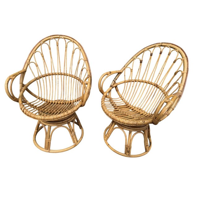 Rattan Egg Chairs, 1960s, France, Set of 2 For Sale - Image 12 of 16