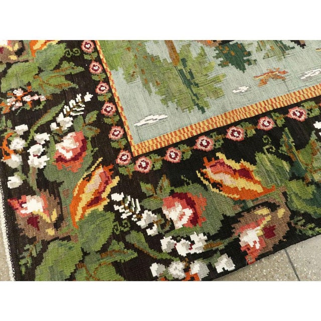Textile Galerie Shabab Collection Mid-20th Century Handmade Russian Bessarabian Pictorial Tiger Accent Rug For Sale - Image 7 of 10