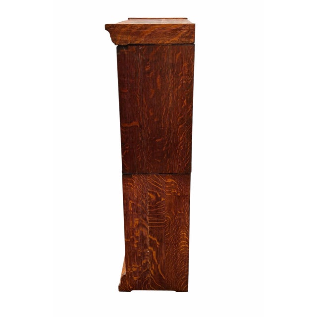 Antique Oak Danner Stacking Barrister Bookcase With Glass Doors For Sale - Image 11 of 12