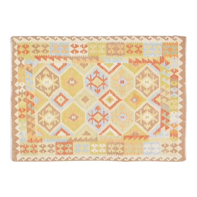 Afghan Maimana Flatweave Fine Wool Kilim, 4'9x6'9 For Sale