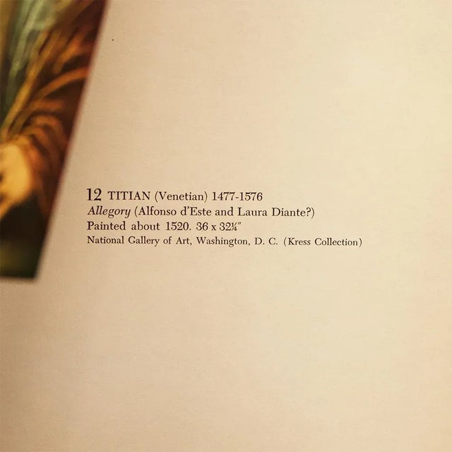 1950s 1953 After Titian "Allegory", Vintage First Edition Full-Color Print For Sale - Image 5 of 8
