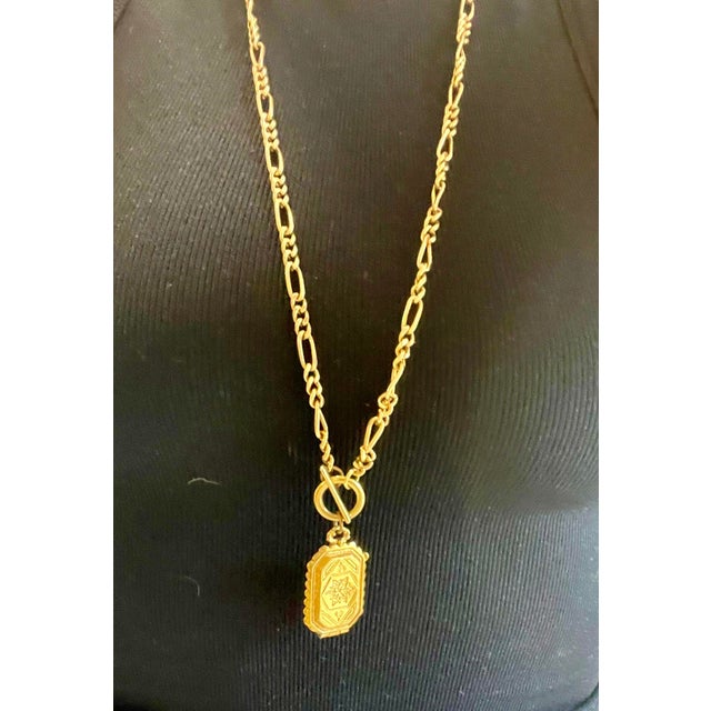 Victorian Style Gold Locket on Long Link Chain For Sale - Image 10 of 12