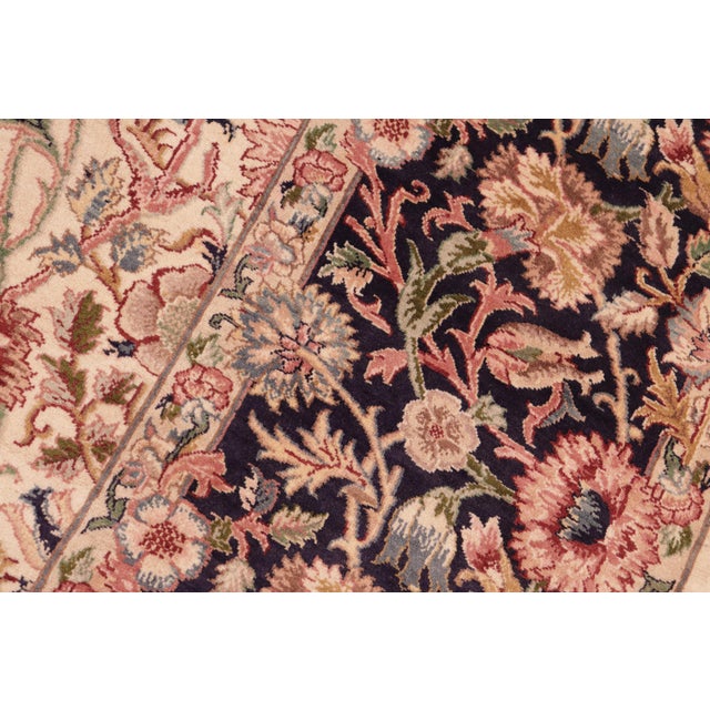 Shabby Chic 1990's Floral Pak-Persian Beige/Blue Wool Rug - 8'1'' X 10'0'' For Sale In New York - Image 6 of 9