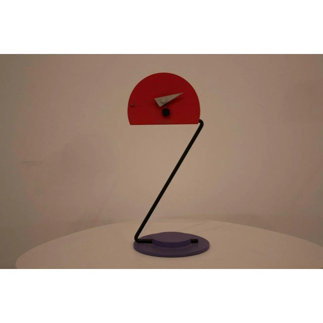 Memphis Style Constructivism 1980 Aluminum Shelf Clock by Nicolai Canetti Modern For Sale - Image 4 of 12