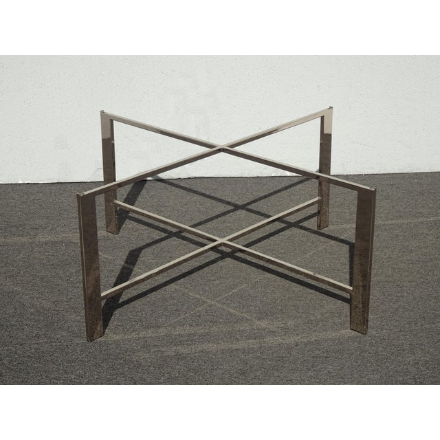 1990s Vintage Modern Marble Style & Chrome Brown Coffee Table For Sale - Image 5 of 16