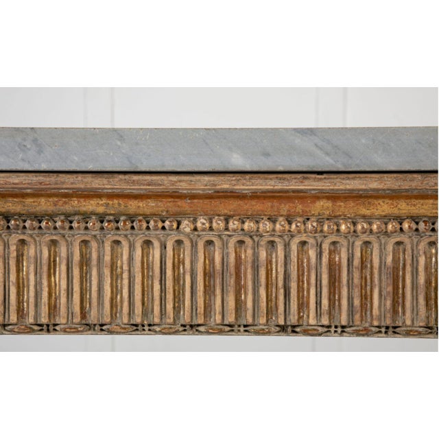18th C Italian Neoclassical Gilt Wood Console With a Gray Marble Top For Sale In New Orleans - Image 6 of 7