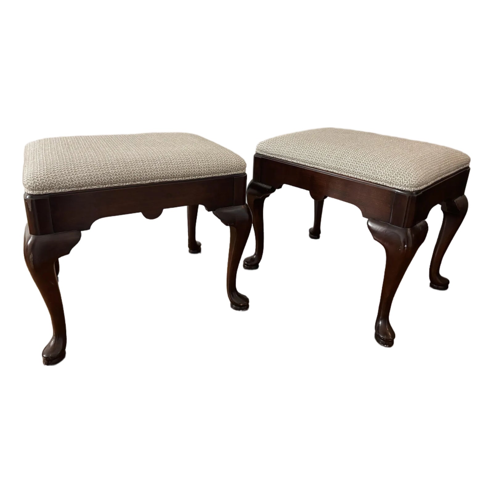 Late Twentieth Century Statton Old Towne Queen Anne Mahogany Footstools ...