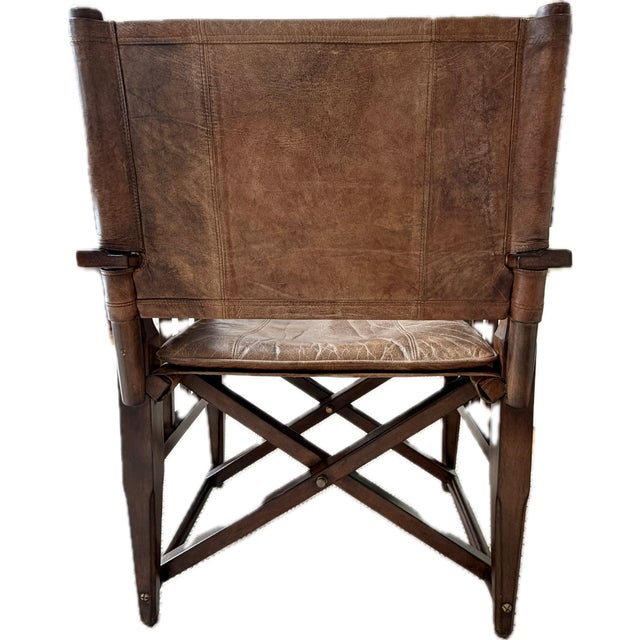 Campaign Style Leather Top Writing Desk and Leather Chair, Set of 2 For Sale - Image 12 of 18