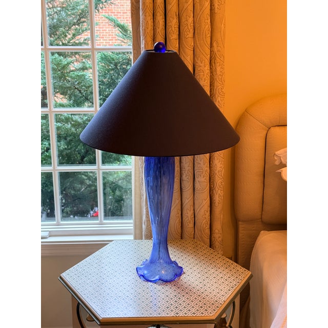 Blue Late 20th Century Italian Cobalt Blue Sirena Table Lamps by John Hutton for Donghia - Pair For Sale - Image 8 of 11