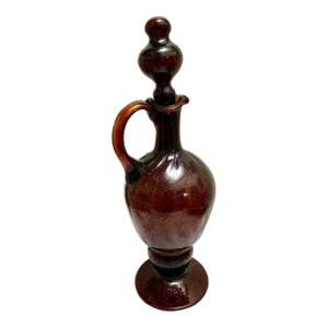 Vintage Artisan Decanter Bottle or Pitcher With Glass Top