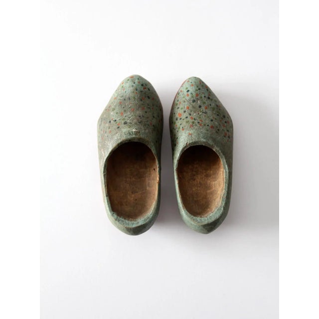 Antique Children's Wooden Clogs Pair For Sale - Image 10 of 10