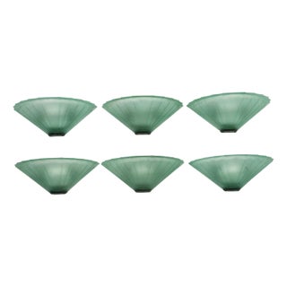 Sconces in Green Murano Glass from De Majo, Italy, 1980s, Set of 6 For Sale