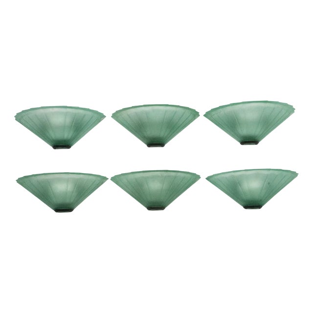 Wall Sconces in Green Murano Glass from De Majo, Italy, 1980s, Set of 6 For Sale