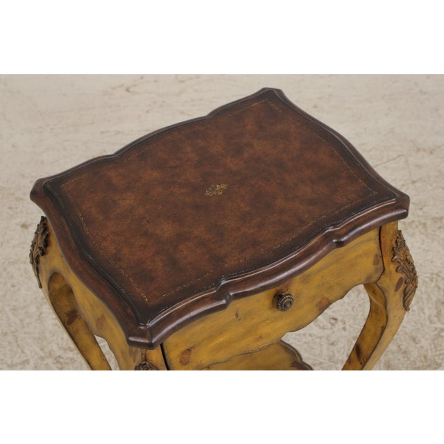 Maitland Smith Leather Top Table Nightstand For Sale - Image 11 of 18
