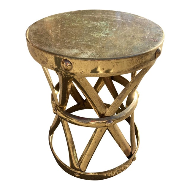 Mid-Century Modern Brass X-Stool From Sarreid Ltd. Made in Hong Kong For Sale - Image 3 of 13
