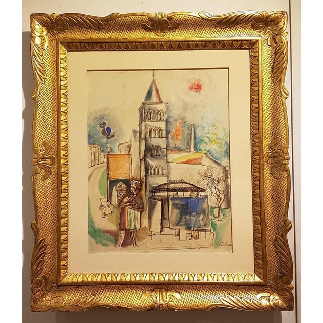 Certificate of authenticity provided by the widow of the artist on photography. Mixed media on canvas. Signed on the lower...