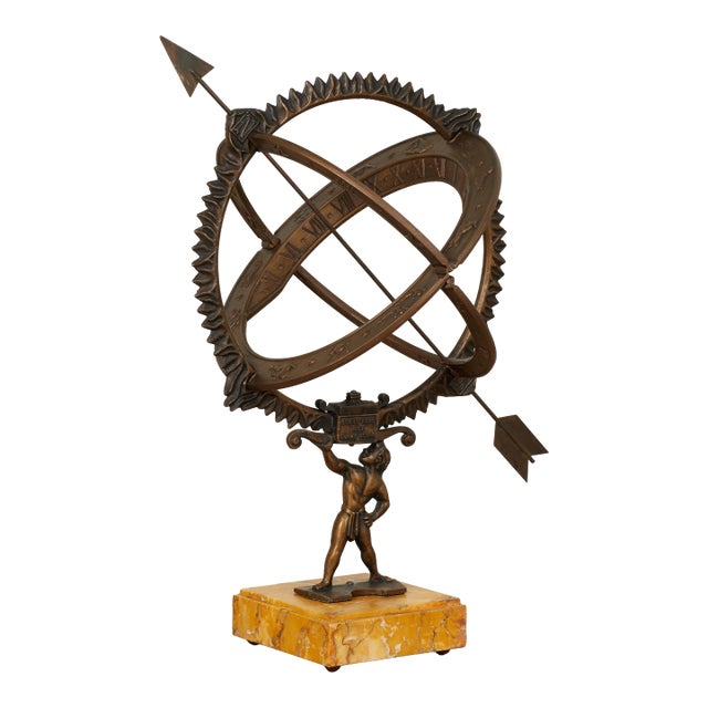 Vintage Armillary Sphere on a Marble Veneer Base For Sale