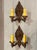 Excellent original finishes on these decorated early 1900’s wall sconces. Each has 2 new E26 sockets and new wiring. 11”...