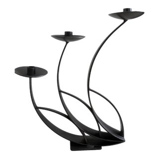 Vintage Gadi Elhat Signed Brutalist Sculptural 3-Tier Candle Holder For Sale