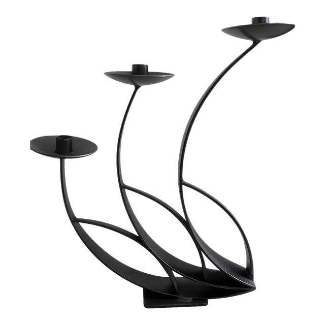 Vintage Gadi Elhat Signed Brutalist Sculptural 3-Tier Candle Holder For Sale