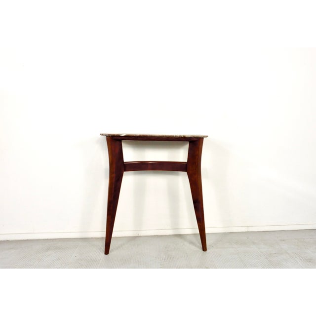 Mid-Century Modern Italian Console Table in Teak and Marble For Sale - Image 11 of 11