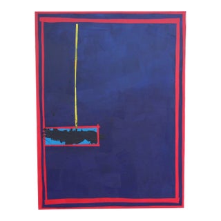 2022 Signed “Blue Box” Acrylic on Canvas Abstract Painting by Artist Steven Sickles For Sale