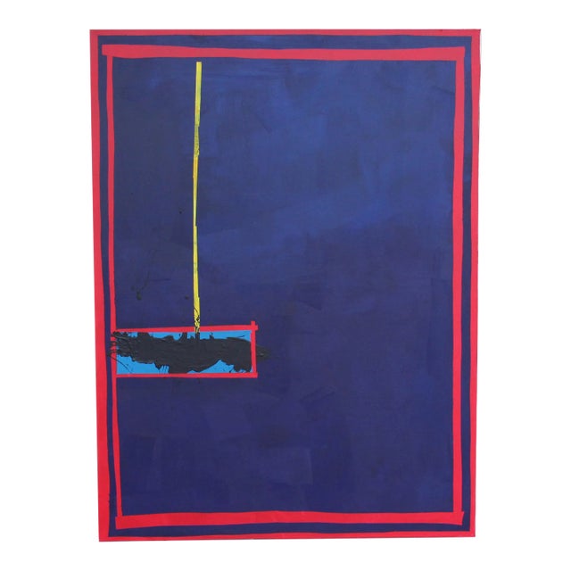 2022 Signed “Blue Box” Acrylic on Canvas Abstract Painting by Artist Steven Sickles For Sale