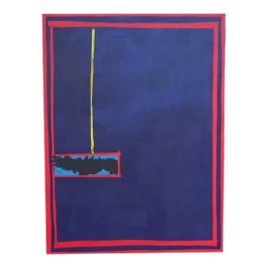 2022 Signed “Blue Box” Acrylic on Canvas Abstract Painting by Artist Steven Sickles