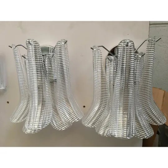 Pair Murano Glass "Selle" wall sconces sputnik chandelier metal frame in kromo Lot of 2 Murano glass " SELLE " Transparent...
